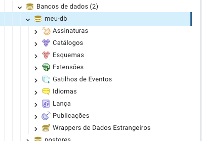 Object Explorer com o banco meu-db criado