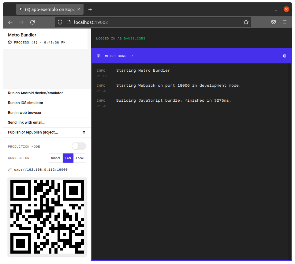 Ferramentas do Desenvolvedor React Native com Expo